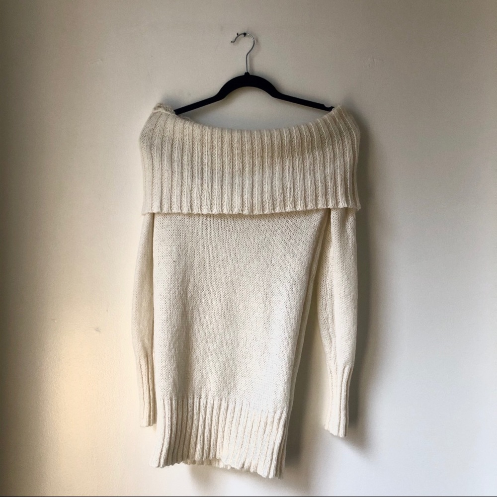 Jacob fuzzy open shoulder sweater